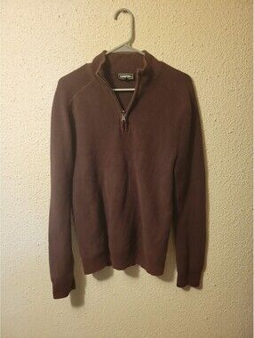Express Pullover Sweater Ribbed quarter zip Size Large Burgundy